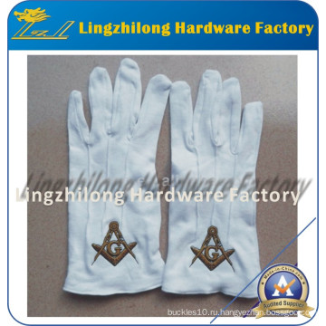 Оптовая Custom Масонский ручной вышивки хлопчатобумажные перчатки